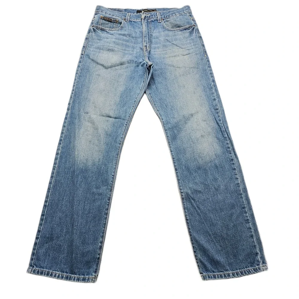 Calvin Klein Jeans Mens 33 Blue Denim Medium Wash Relaxed Easy Fit Straight Leg